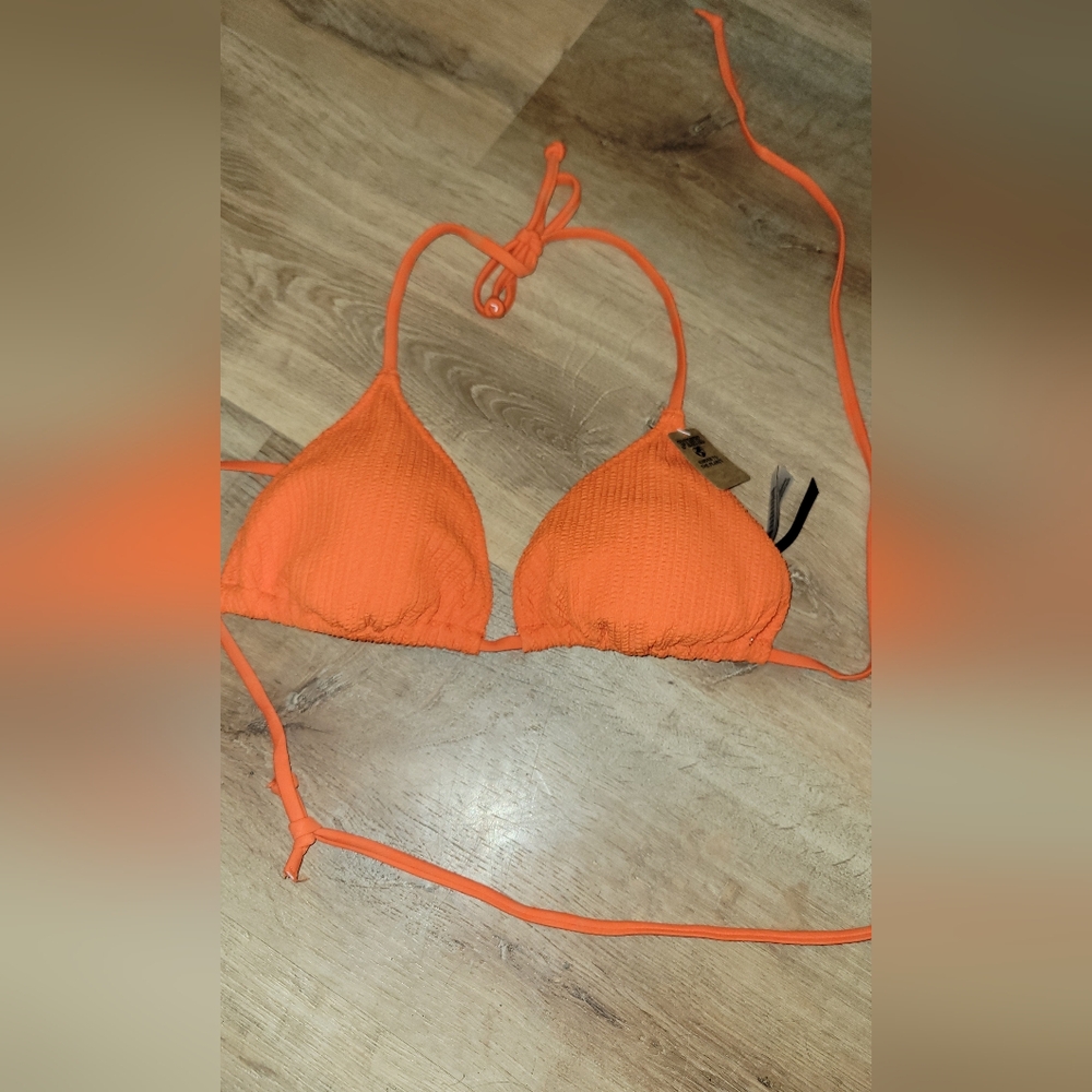 Orange Halter Bikini Top